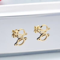 planet saturn earrings stainless steel gold color women jewelry vintage fashion cute planet space stud earrings for women
