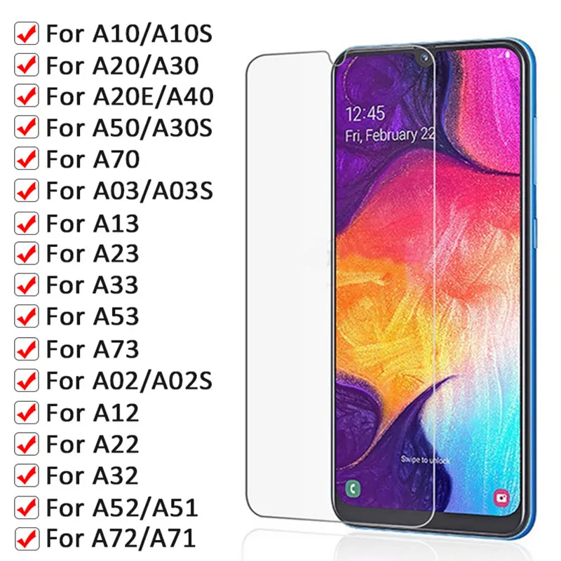 

9D полное закаленное стекло для Samsung Galaxy A03 A13 A23 A53 A73 A02 A12 A32 A52 A72 A10S A20 A30 A40 A50 Защитная пленка для экрана