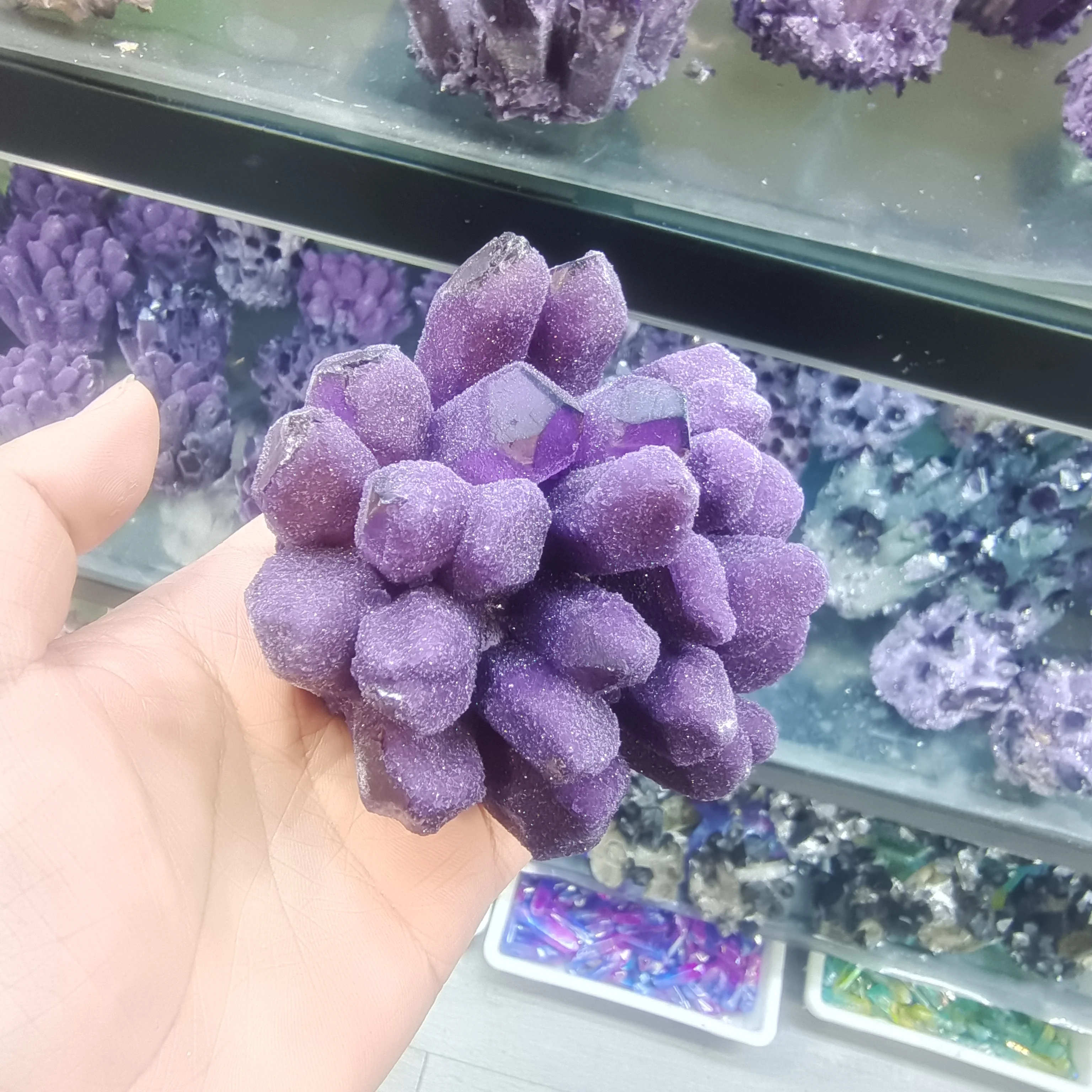 

350-1000g Natural violet Ghost Phantom Quartz Crystal Cluster Healing Specimen 1pcs