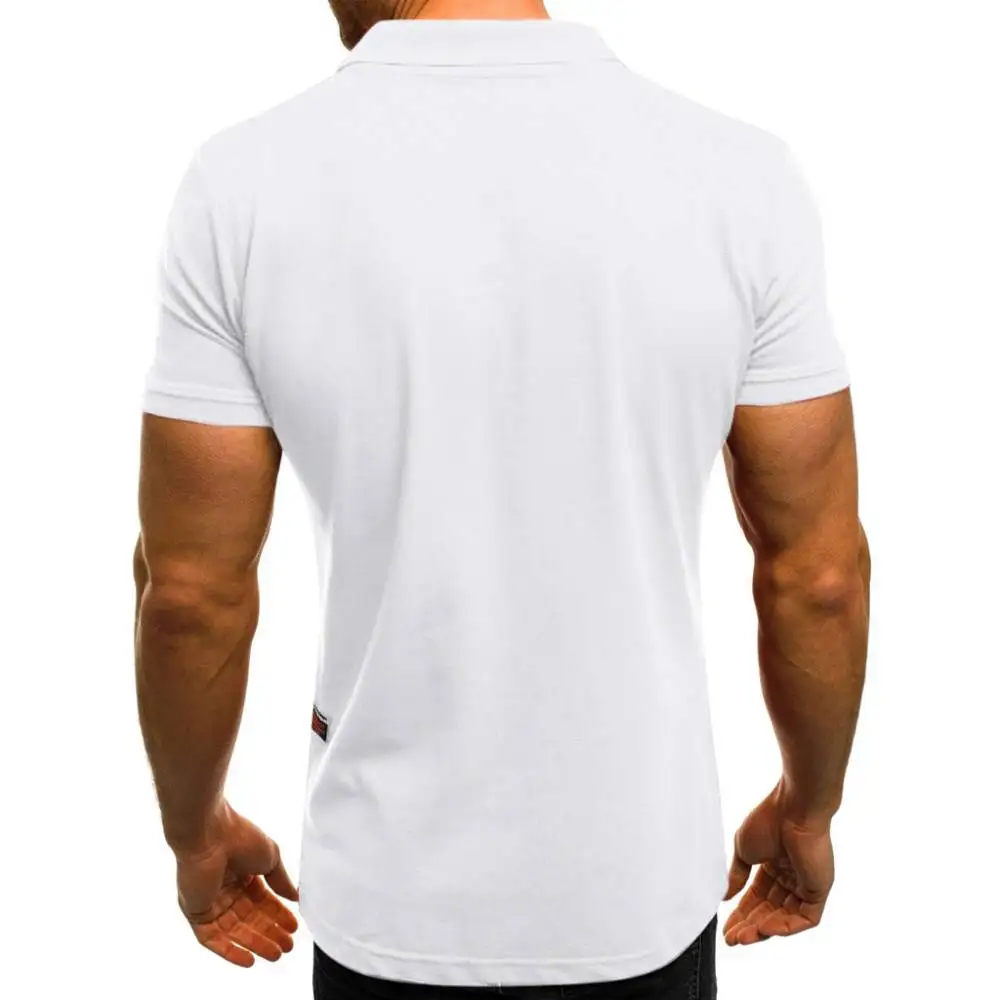 Рубашка-поло мужская облегающая короткий рукав воротник с лацканами