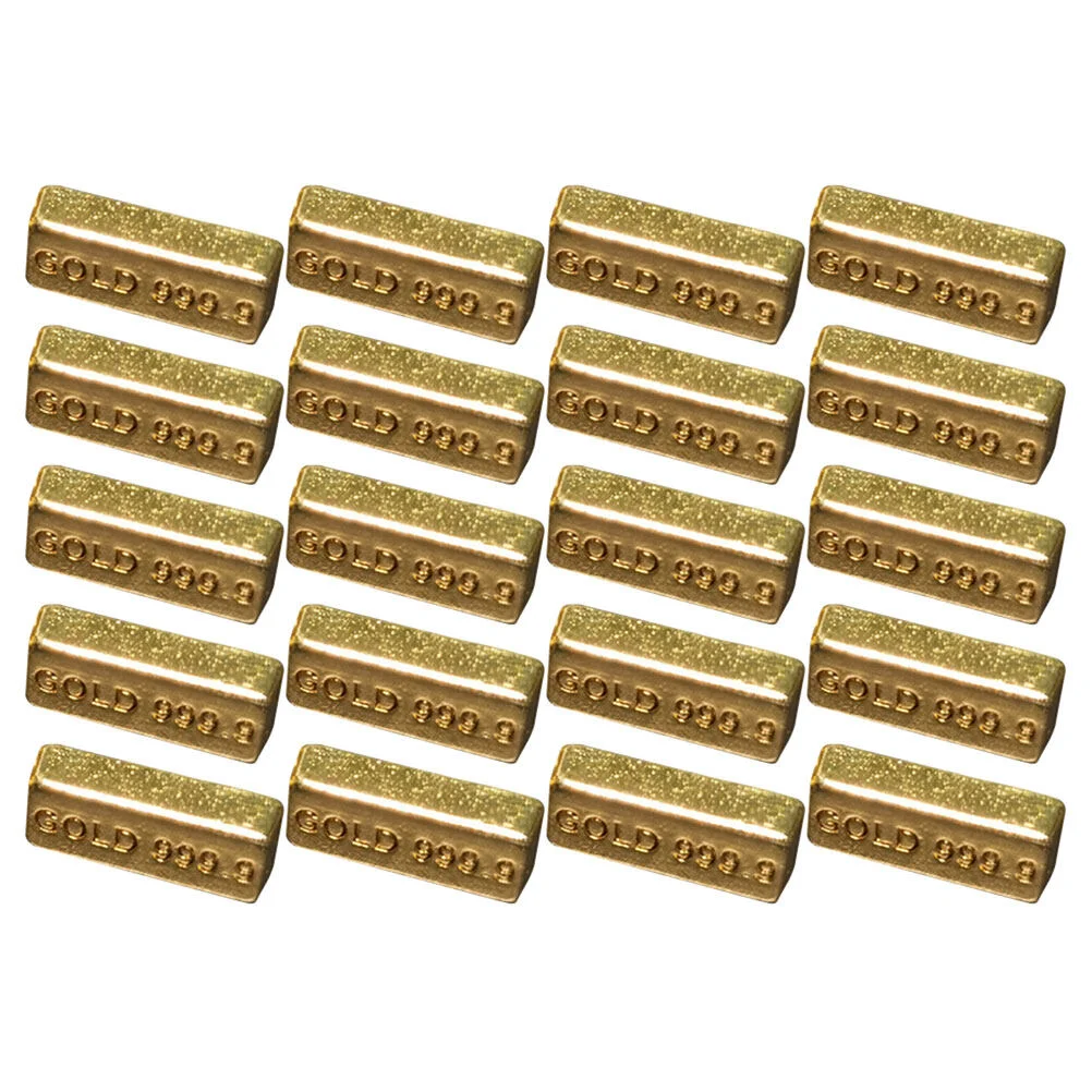 

20 Pcs Fish Tank Toy Supplies Miniature House Accessories Tiny Gold Bricks Decorations Bars Fake Simulation Alloy Bowl