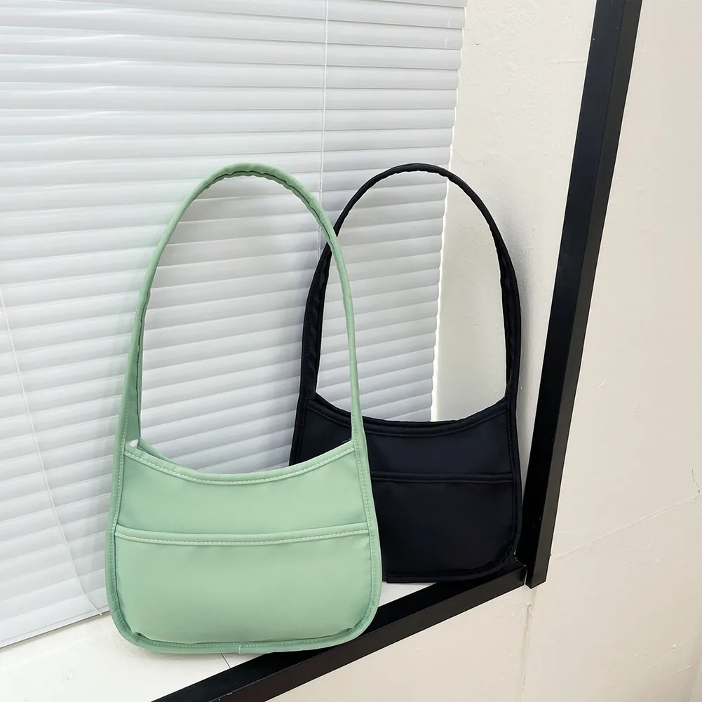 

Exquisite Women Shoulder Bags Vintage Underarm Bag Nylon Pure Color Handbags Ladies Bag for Shopping Traveling