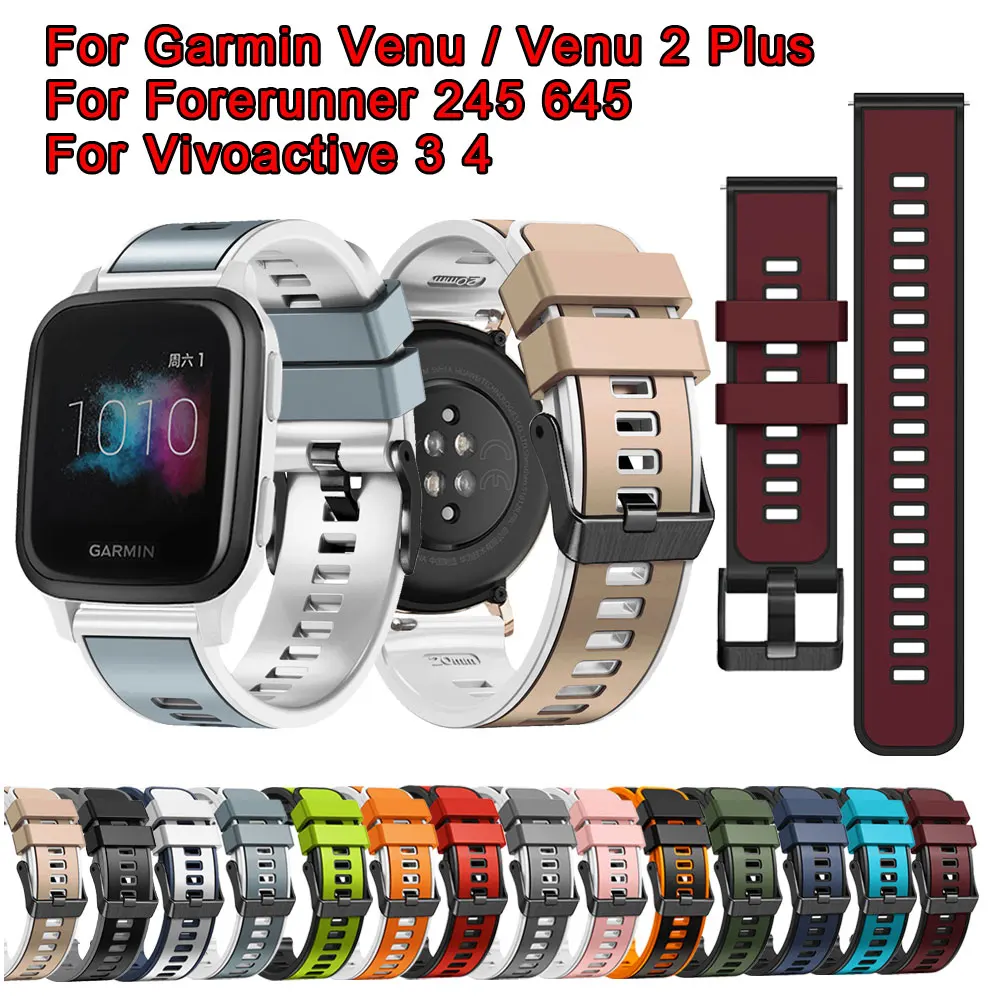 

Силиконовый ремешок для Garmin CAME 2 Plus Forerunner 55 158 245 645 Vivoactive 3, браслет на запястье, умные часы, ремешок 20 мм