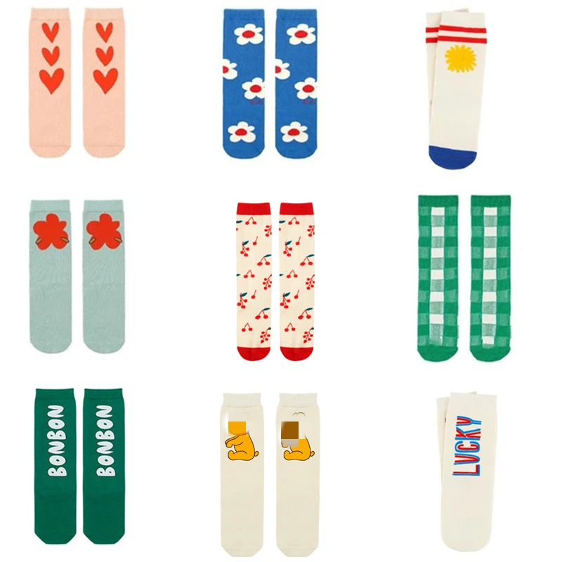 Детские носки новые корейские детские длинные хлопковые средней длины ярких
