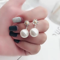 pearl stud earrings small daisy flower silver earrings korean fashion temperament earrings earrings sterling silver earrings