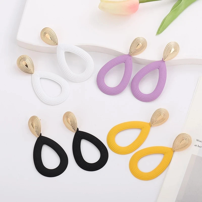 

Fashion Colorful Hyperbole Big Water Drop Earrings for Women Unique Design Unusual Earrings Ethnic Wedding Ear Geometric Jewelry