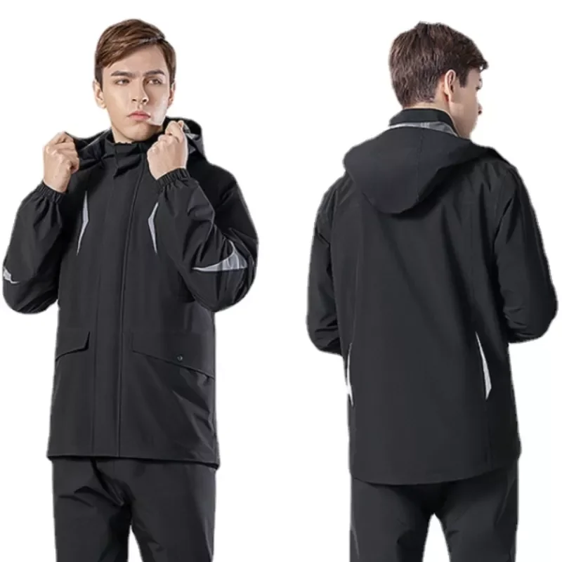 

NEW men's and women's black raincoat coat waterproof raincoat poncho waterproof hooded raincoat rainpants set