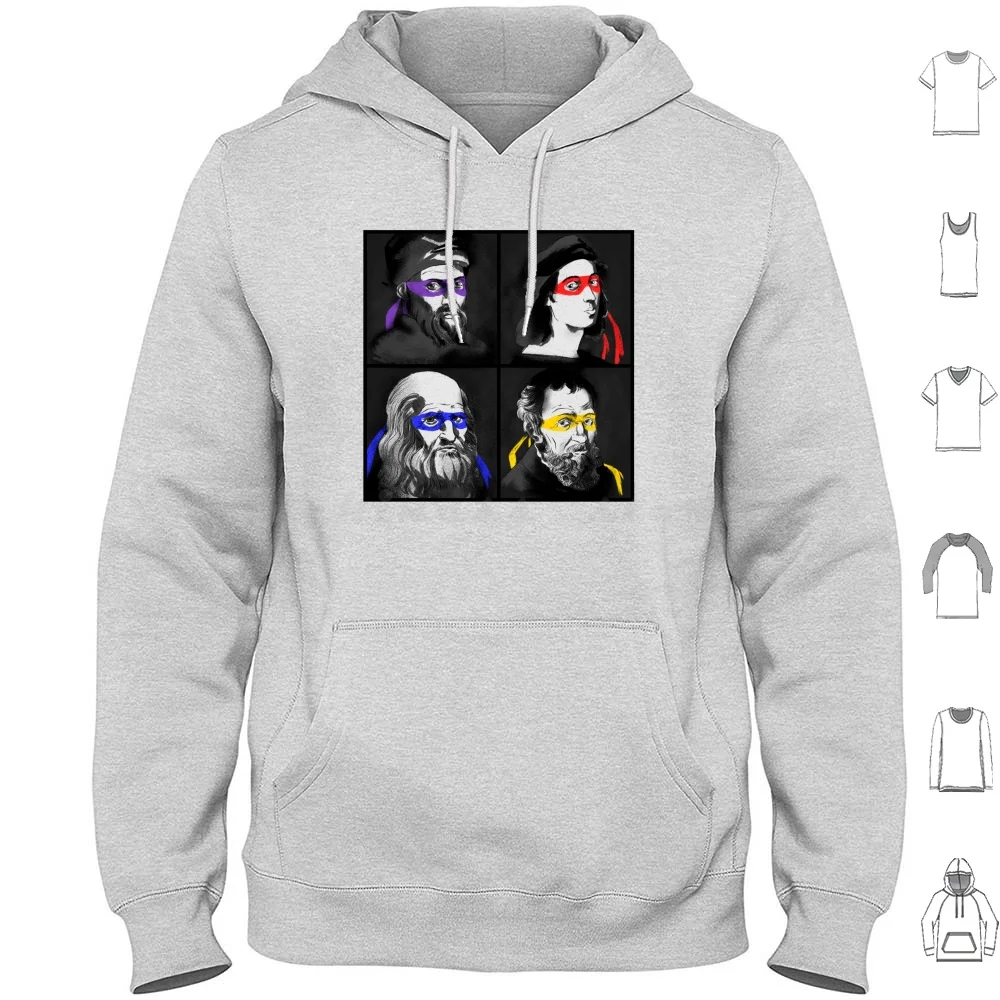 

Худи с длинным рукавом для художников, подростков, мутантов, художников, Леонардо, Донателло, Микеланджело, эпохи Возрождения, смешные Смешные худи с юмором