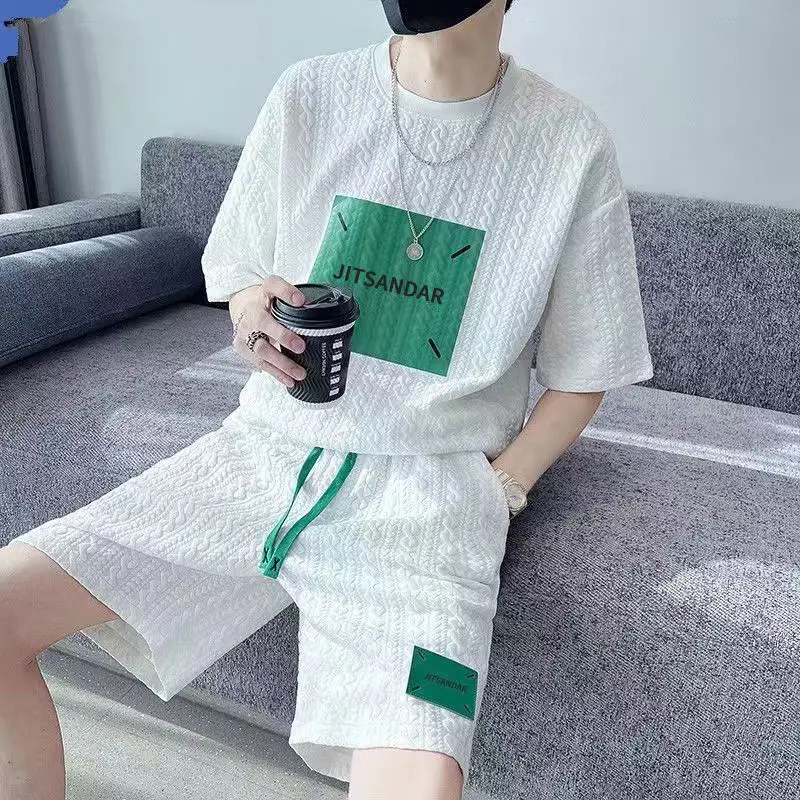 

Tracksuit Men Sets Casual Men Set 2 Pieces Men Suit Sportswear Patchwork T-shirt+Shorts Summer Joggers Sets Plus Size Sets