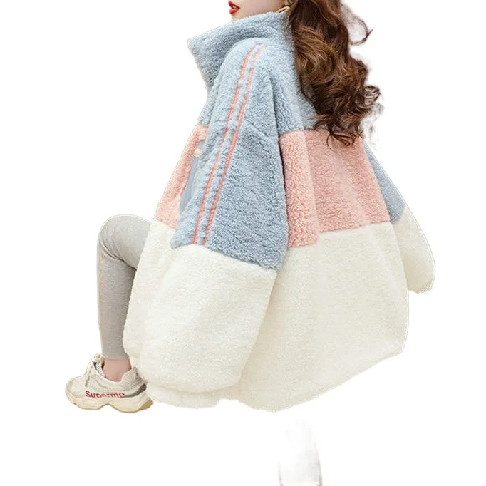 Lamb Wool Coat Women's Loose 2023 New Autumn/Winter Western Style Plush Thickened Cardigan Sweater