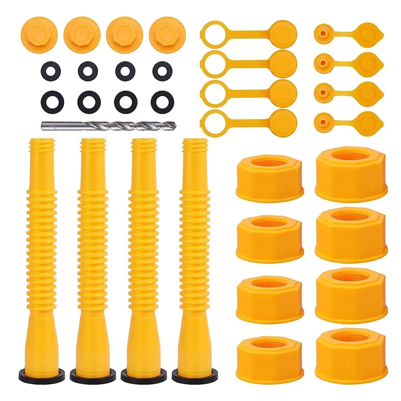 

33Pcs Yellow Nozzle Replacement Gasoline Spouts For Gasoline 5 Gallon, Old Style Gas Can Spout Kit