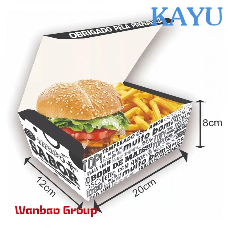 Custom Hamburger Burger Box Packaging Custom,French Fries Packaging Fired Chicken Box,Paper Fast Food Packaging Box