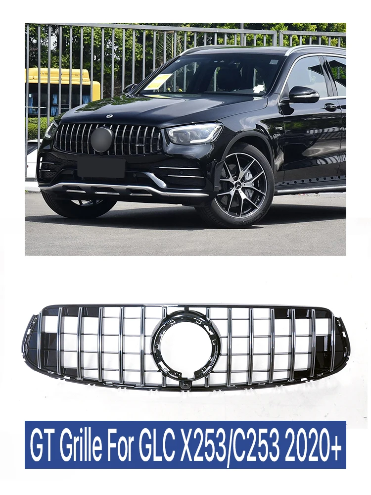Black Silver Front Bumper Panamericana GT Grille For Mercedes Benz GLC X253 C253 GTR Gril 200 250 260 300 A@M-G 2020 2021 2022