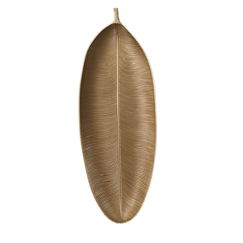 

3X Nordic Decorative Tray Gold Leaves Shape Serving Tray Jewelry Pallet Fruit Snack Dish Table Storage Organizer (Small)