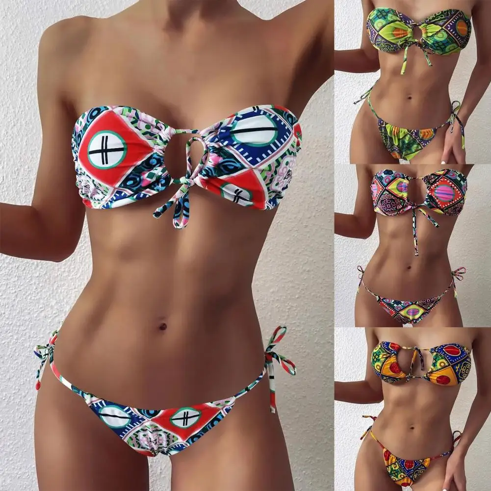 

Fashion Swimsuit Geometric Print Charming Skin-Friendly Push-up Bathing Suit