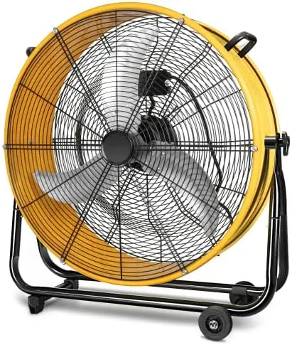 

Inch Heavy Duty Metal Industrial Drum Fan, 3 Speed Floor Fan for Warehouse, Workshop, Factory and Basement - High Velocity, Yell