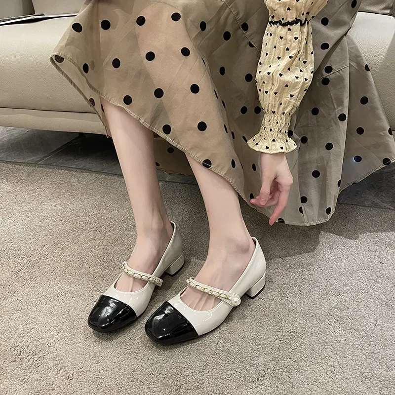 Дропшиппинг женская обувь Мэри Джейн в стиле ретро с жемчужным ремешком новые