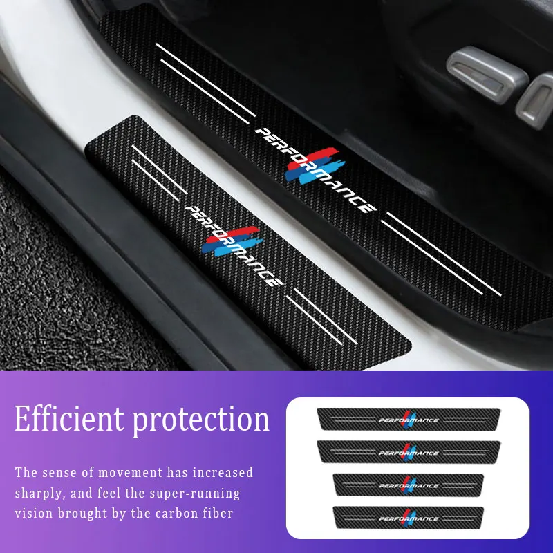 

4 Scuff Plate Carbon Fiber Sill Protector Stickers Anti Scratch Stickers Car Door Threshold For BMW Performance X2