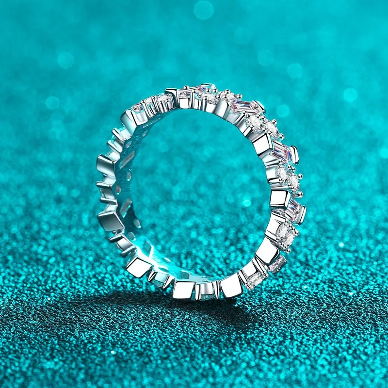 OANA 925 пробы Серебряное женское кольцо Pt950 полное Асимметричный Муассанит