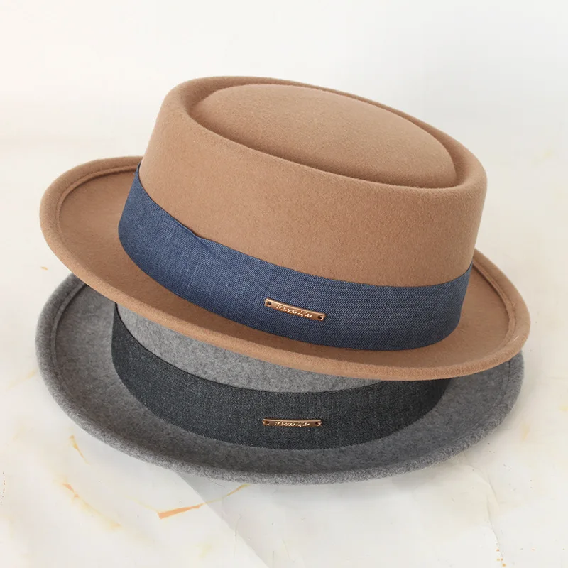 

LANSAARA hats for Men/Wmen 100%Wool Felt Hat Stout Porkple Breaking Bad Hat Flat Top Fedora Hats Boater Derba Crushable