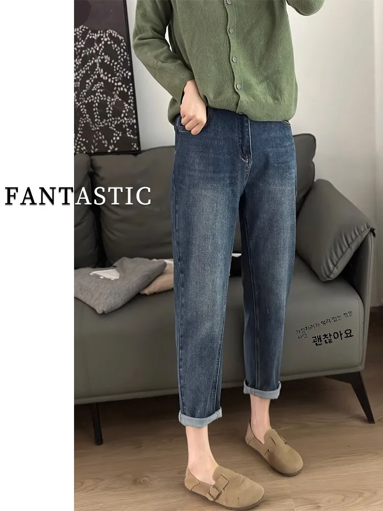 Женские эластичные джинсы Harlan с высокой талией размера плюс новинка 2024