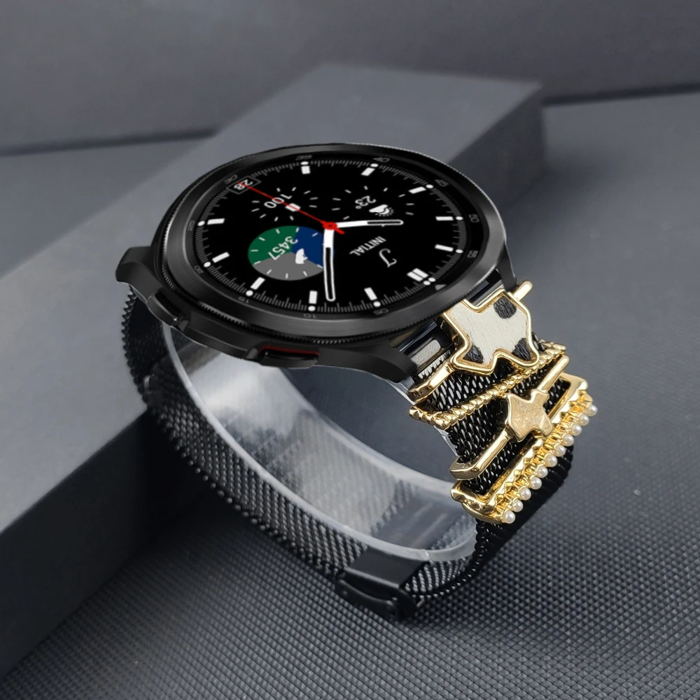 

For samsung galaxy watch 4 40mm 44mm band galaxy watch 4 calssic 46mm 42mm 3 41mm active 2 bracelet Stainless steel mesh loop