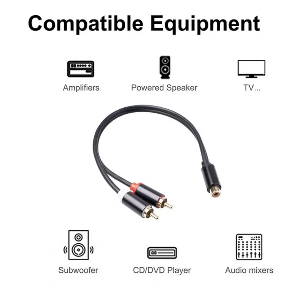 

0.3m Audio Cable Gold Plated Plug Anti-interference RCA Female to Dual RCA Male Audio Stereo Splitter Cord for TV PC Speaker