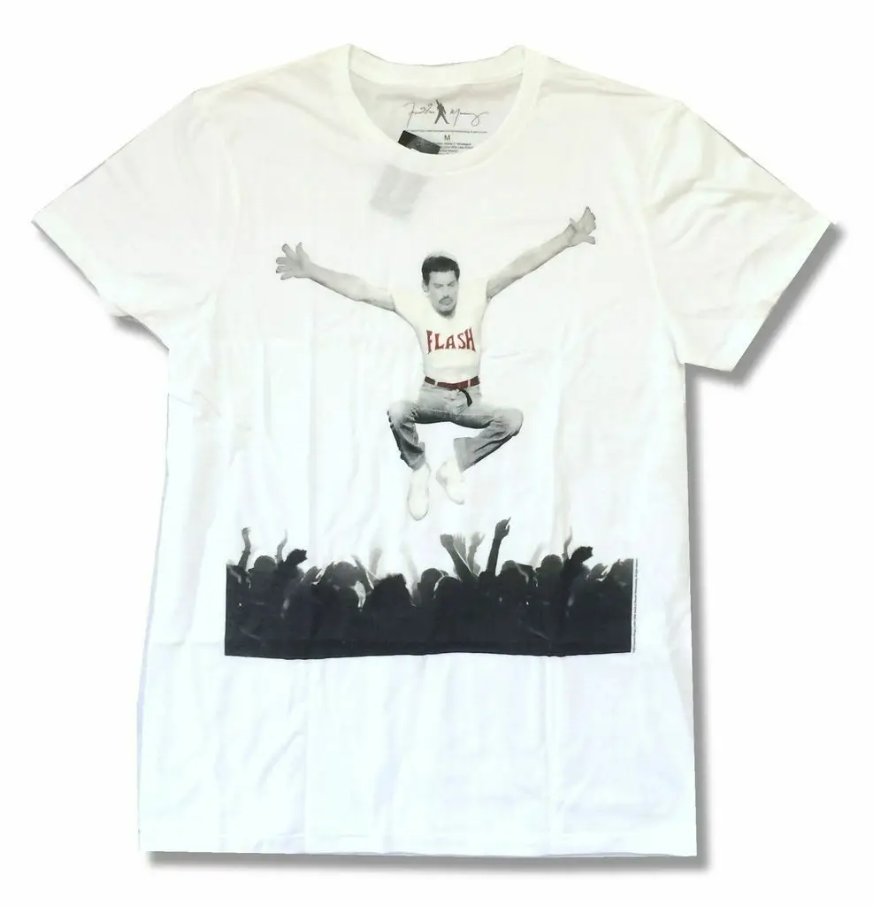 

Freddie Mercury Queen Crowd Jump Flash White T Shirt New Soft