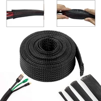 13510m black insulated braid sleeving 124681012161820253550mm tight pet wire cable gland protection cable sleeve