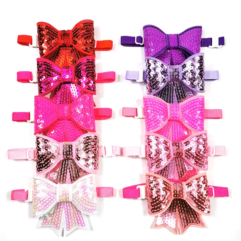 

50/100pcs Valentine's Day Sequins Pet Dog Bow Tie Adjustable Pet Collar Dog Necktie for Small Medium Dog Grooming Pet Acessories