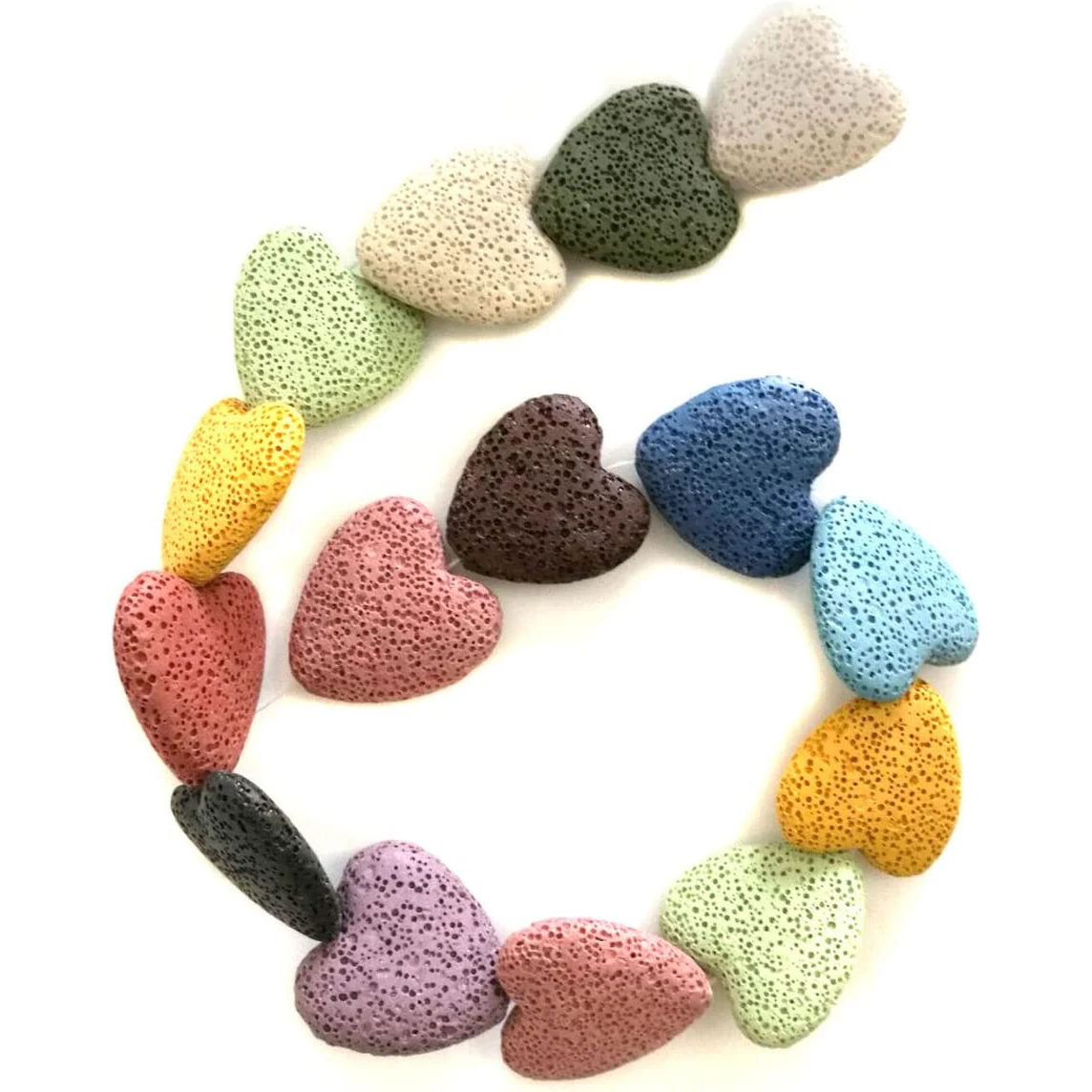 

Colorful Lava Stone Heart Beads Loose Rock Volcanic Gemstone Hearts for Earrings Bracelet Necklace Jewelry Making