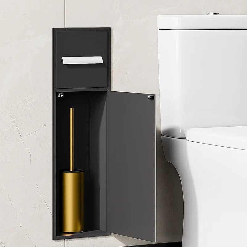 

Customized Stainless Steel Toilet Brush Niche Embedded Metal Cabinet Toilet Tissue Box Finished Niche Cabinet Wall-Mounted