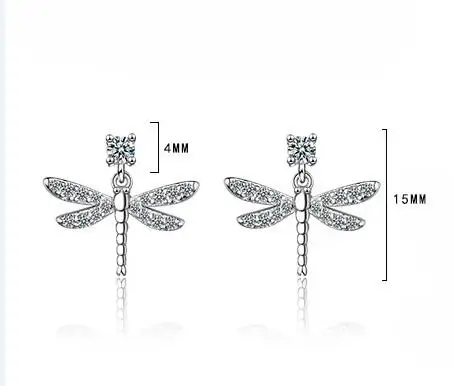 Настоящее серебро 925 пробы модные милые крошечные серьги-гвоздики с насекомыми и