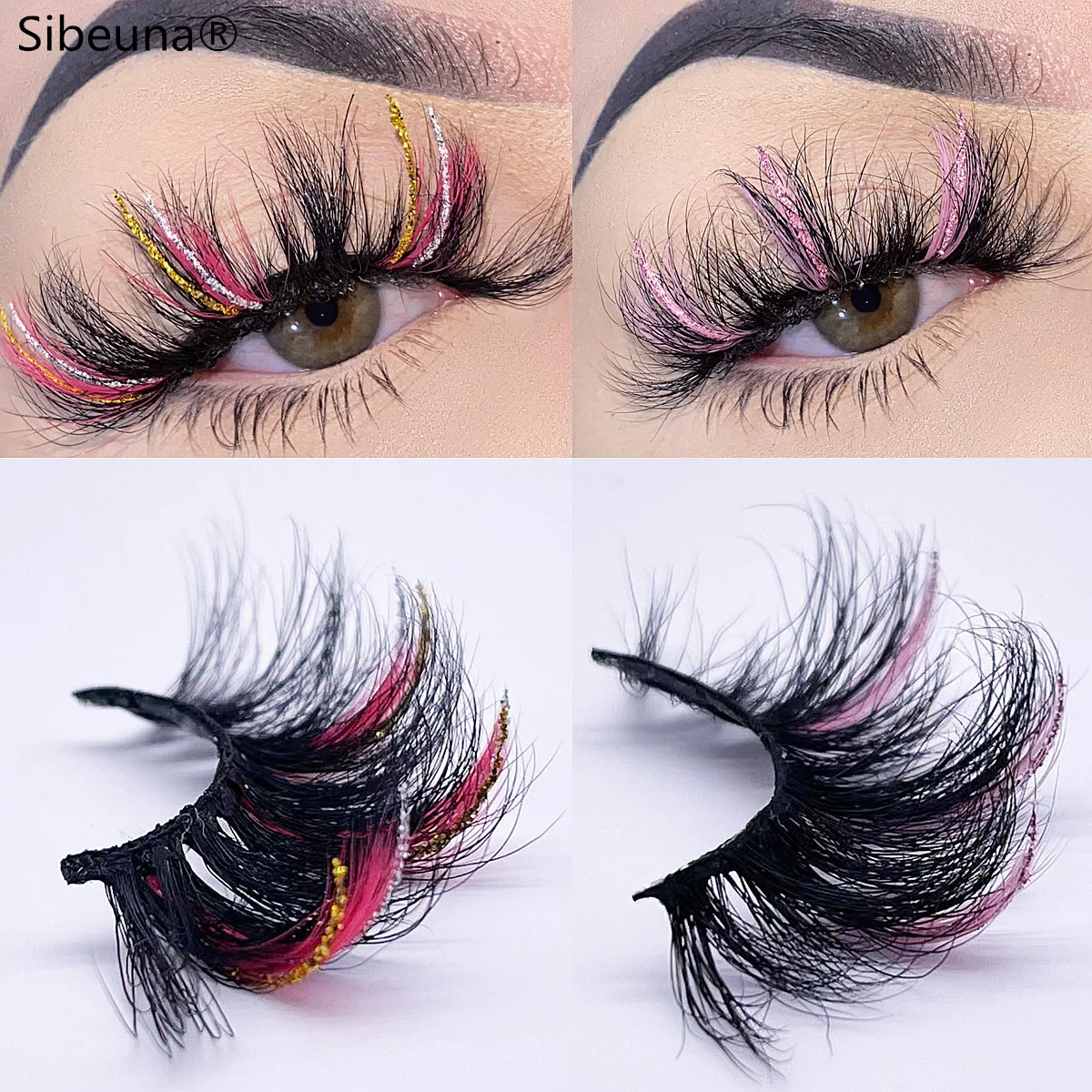 

1 пара 15/20/25 мм блестящие норковые накладные ресницы цветные ресницы новый дизайн пушистые блестящие ресницы натуральная полоса ресницы для...