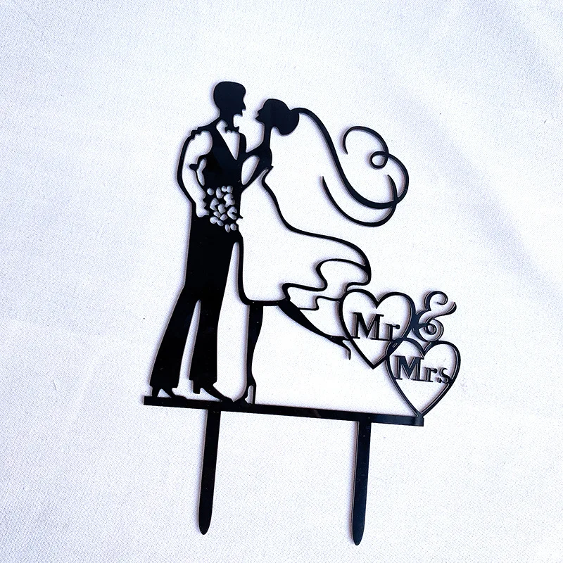 

5 шт./лот INS акриловые топперы для торта в форме сердца мистер и миссис жениха невесты для женщин для влюбленных свадеб помолвка День Святого ...