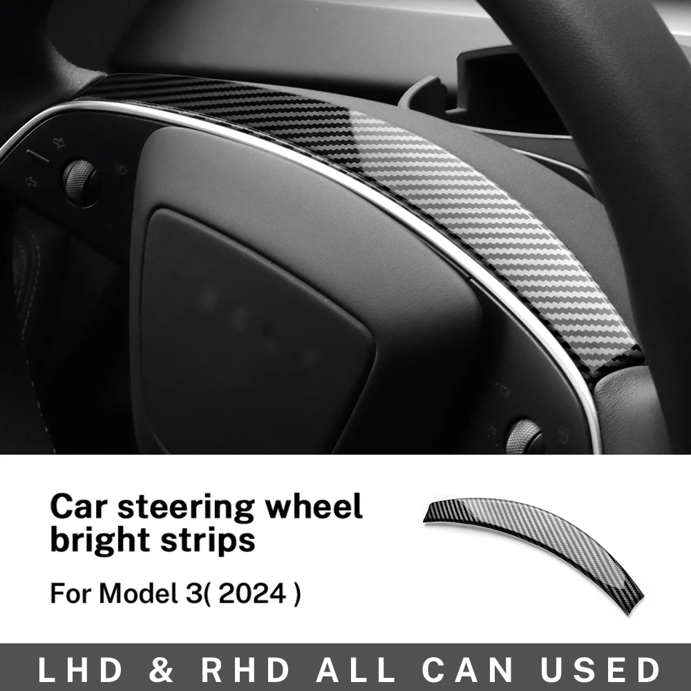 

Для Tesla Model 3 Highland 2024 Model Y Juniper 2025 ABS из углеродного волокна, рамка рулевого колеса, накладка, аксессуары для салона автомобиля