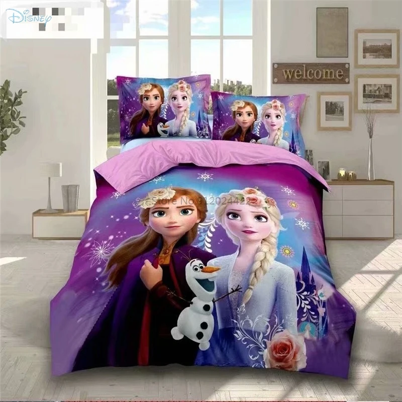 Disney Frozen Bedding Set Anna Elsa The Avengers Captain America Printed Duvet Cover Set Bed Sheet Pillowcase 2/3pcs Bed Sets