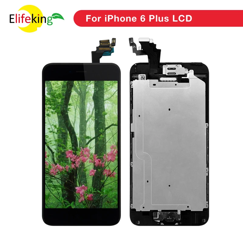ЖК-дисплей для iPhone 6 plus 3 шт./лот класс AAA сменный экран с кнопкой возврата и