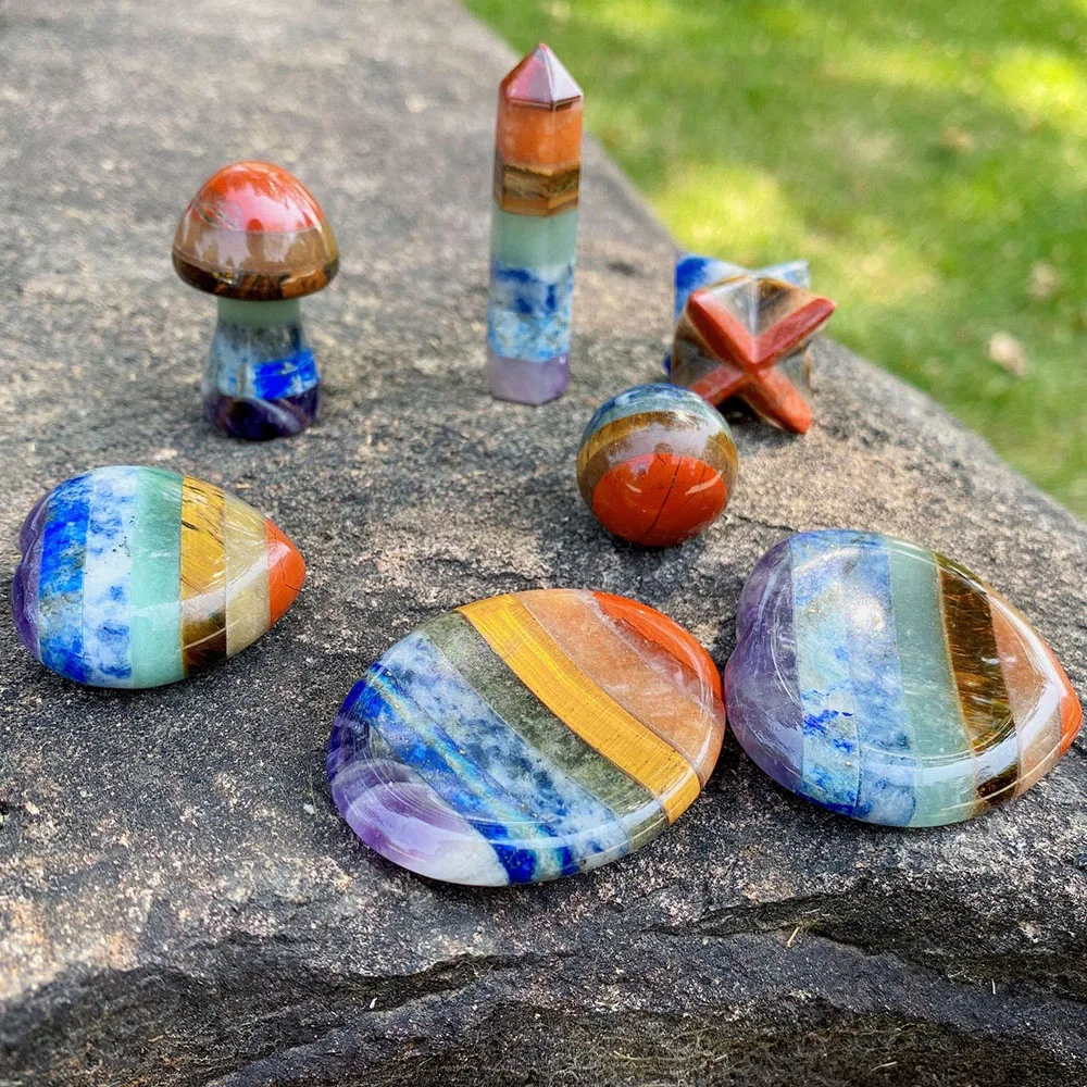 

Натуральные Исцеляющие кристаллы 7 чакр, камни из серии, религиозная энергия, большой палец, камень, палочка, сердце, Луна, ангел, подвеска
