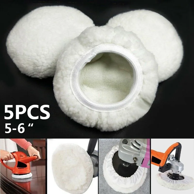 

5pcs Polishing Bonnet Buffer Pads Set Soft Wool For 5-6" Car Polisher Waxing Auto Polisher Pad Cover Car Accessories