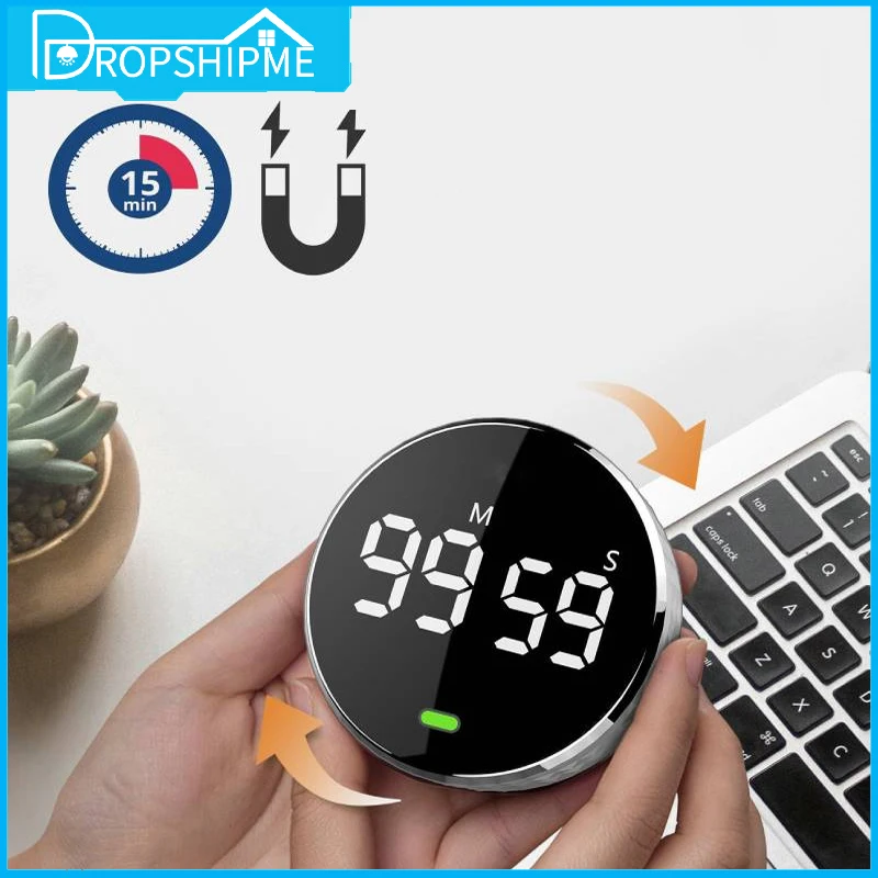 Dropshipme Digital Timer Smart Timer Magnetic Electronic Cooking Countdown Clock LED Mechanical Remind Alarm Kitchen Accessories