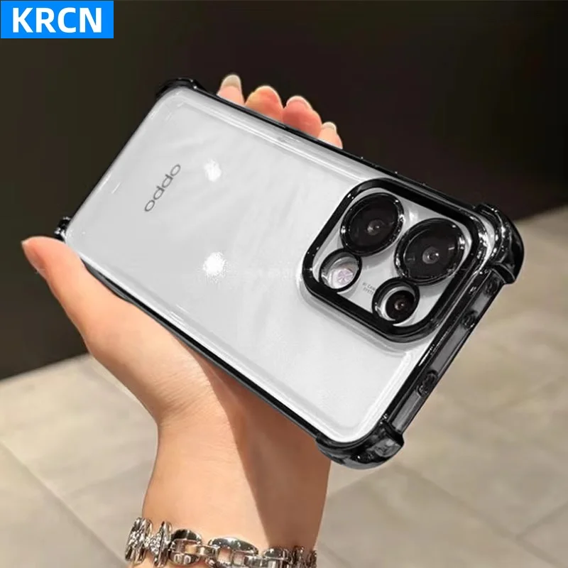 Фото Чехол для Oppo Reno 15F 15 Pro 14 5G Reno14 F 13 F с защитой камеры, гальванизированный, прозрачный, силиконовый, противоударный бампер №1