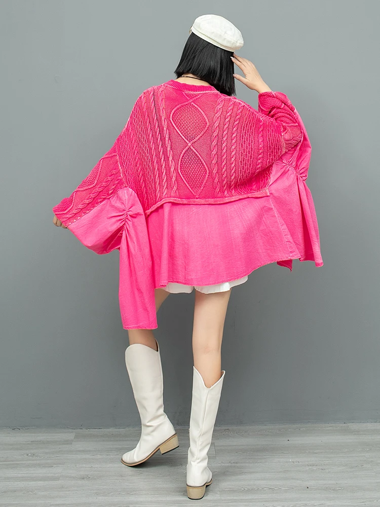 Женский вязаный свитер с V-образным вырезом и рукавом летучая мышь