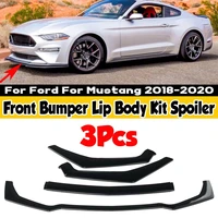 3pcs car front bumper splitter lip body kit spoiler deflector lips diffuser guard protection for ford for mustang 2018 2019 2020