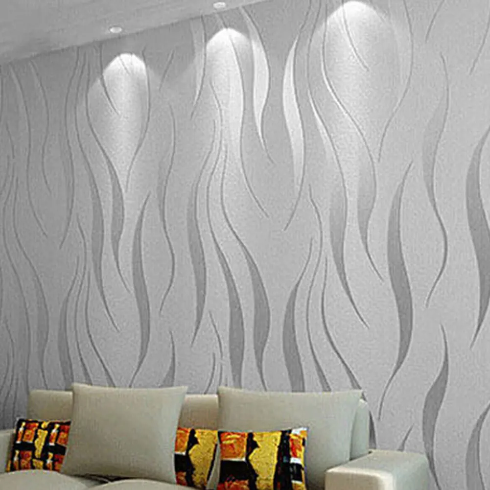 

3D Wave Stripe Modern Waterproof Sofa Embossed Living Room Bedroom Covering Dustproof TV Background Home Decor Non-woven Fashion