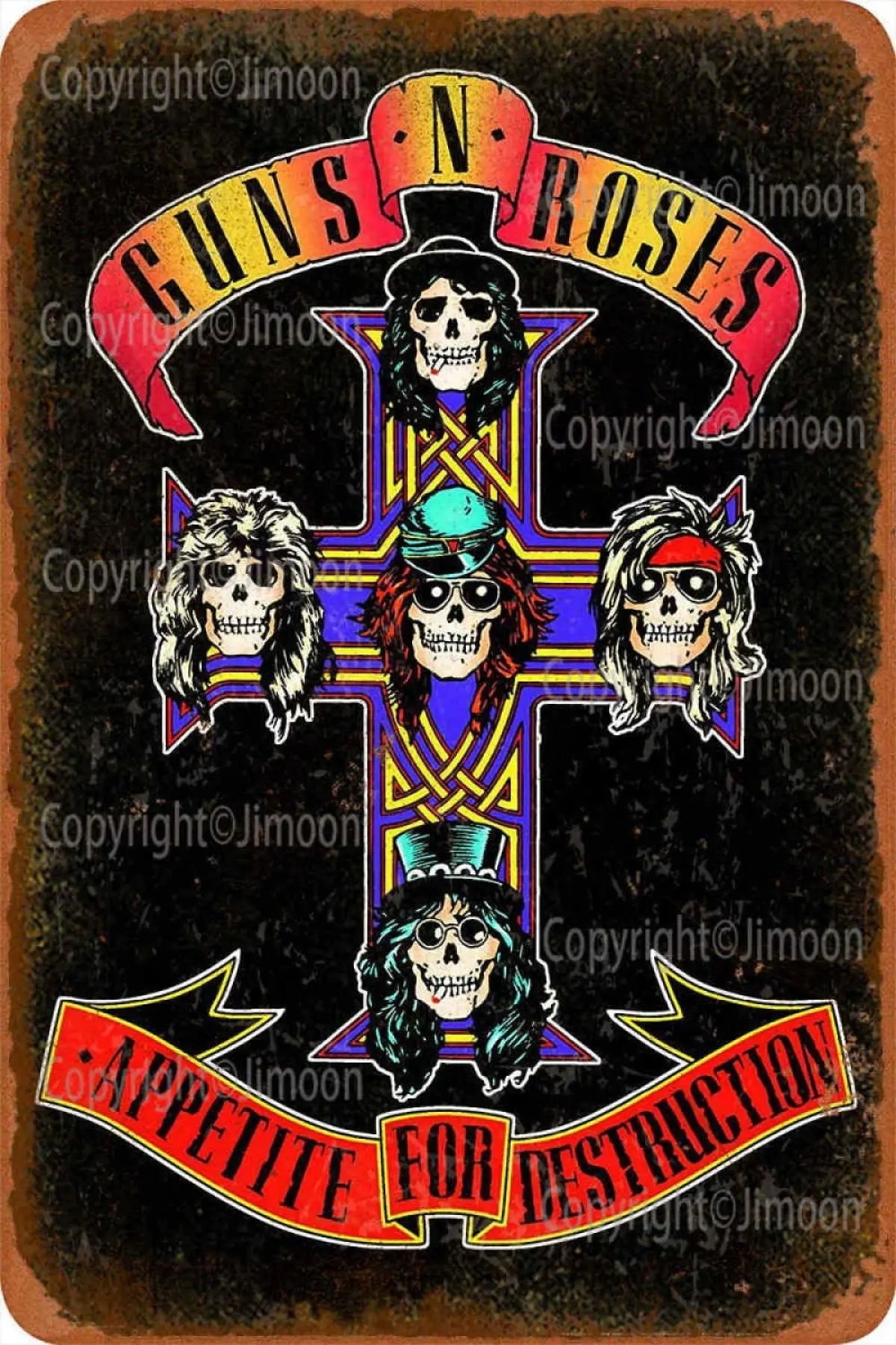

Guns N 'Roses slash Appetite For Destruction Vintage Tin Sign Art Iron Painting Rusty Poster Decoration Aluminum plaque