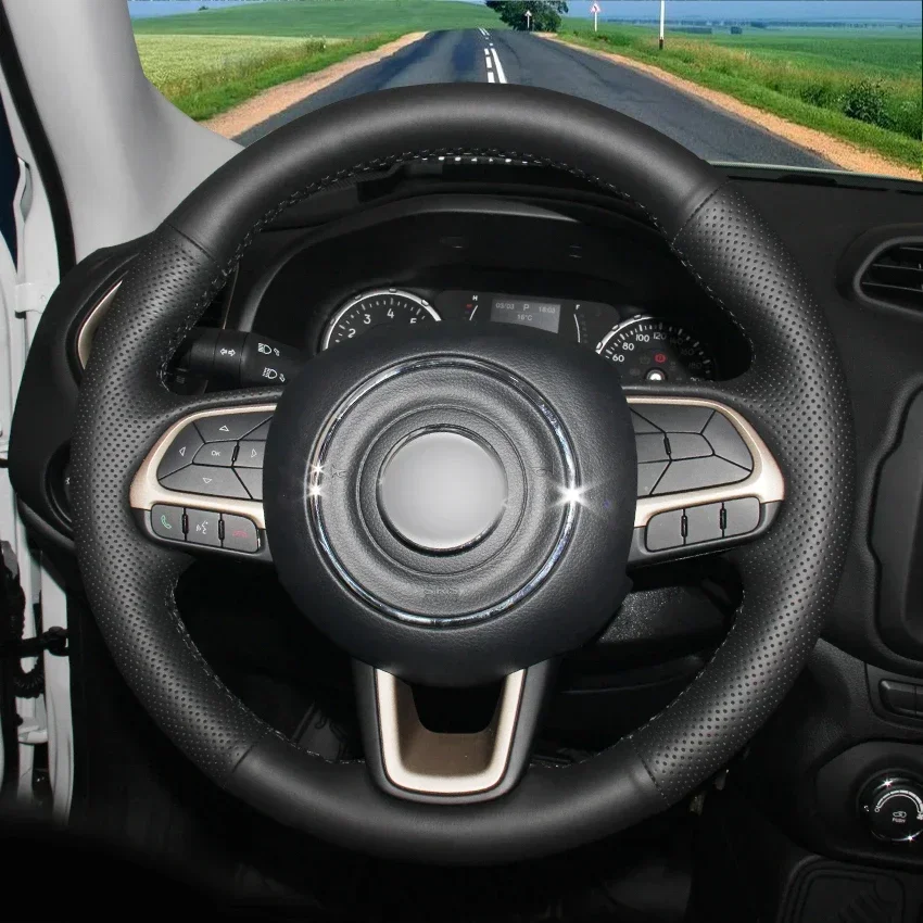 Черный чехол на руль из искусственной кожи для Jeep Compass 2017 2018 Renegade 2015-2018 Fiat Toro 2017-2019