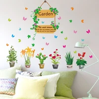 plants potted wall stickers flowers for living room corridor window decorative wallpapers mural self adhesive wall decals