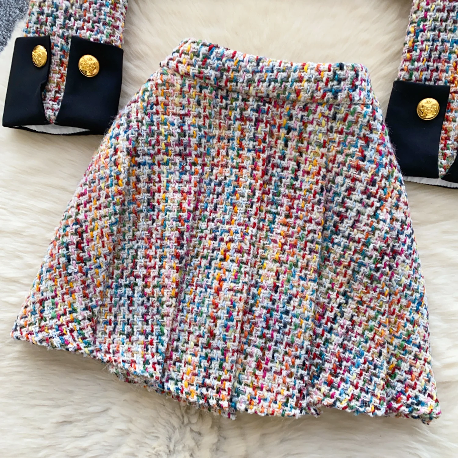 Высококачественный французский твидовый комплект из двух предметов женская