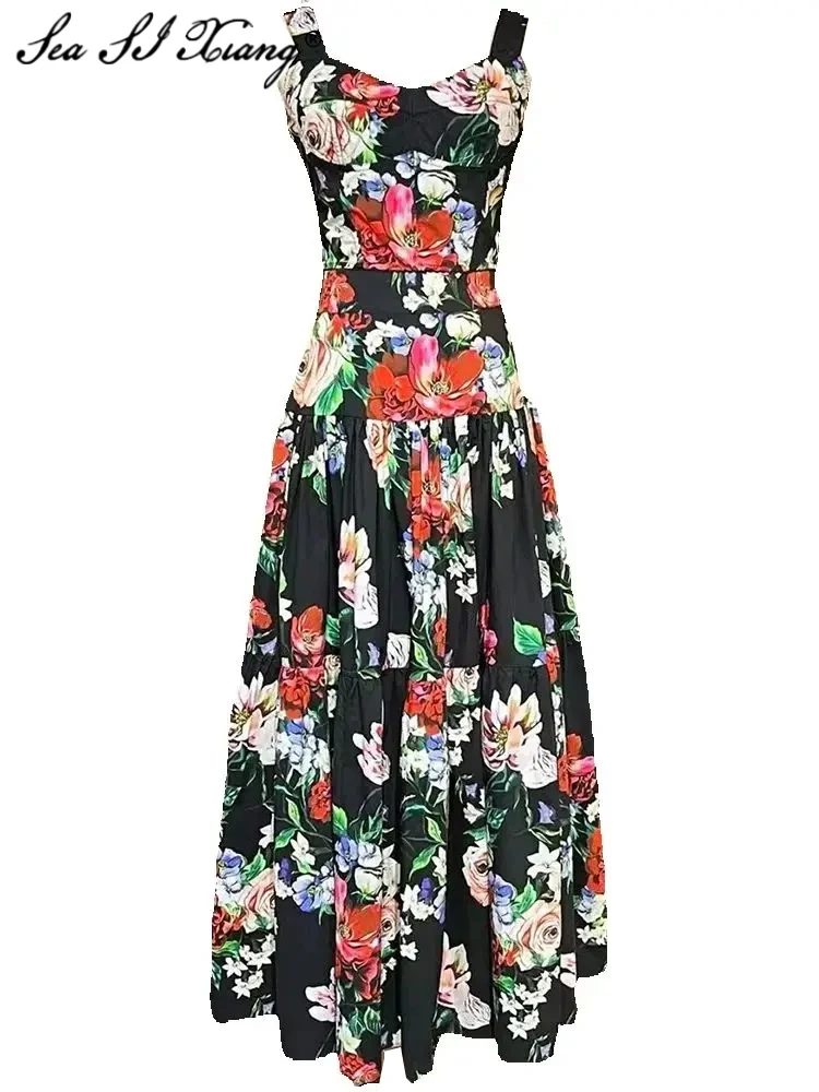 Seasixiang женские короткие топы на тонких бретельках с открытой спиной + юбка